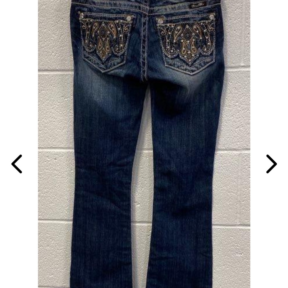 Miss Me Dark Blue Boot Cut Jeans with Rhinestone Embellishments NWT Sz 24
